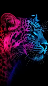 Neon Leopard Portrait: Chromatic Duality Rendering.
