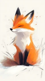 Stylized digital fox portrait captures serene minimal composition