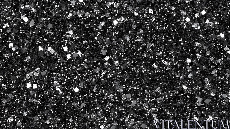 Black and silver glitter granules create dense reflective field