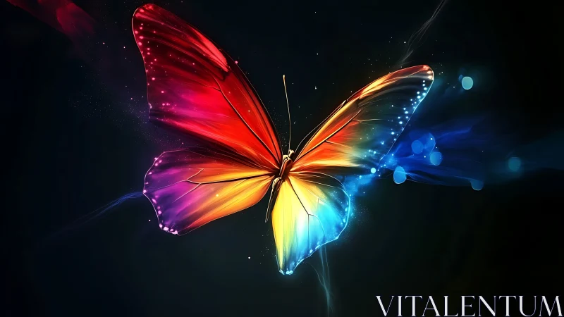 Bioluminescent gradient butterfly rendered in luminous digital detail