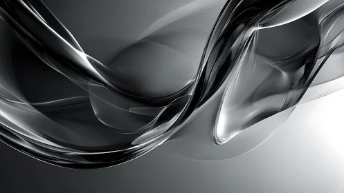 Elegant Abstract Black and Silver Wave Digital Art Background.