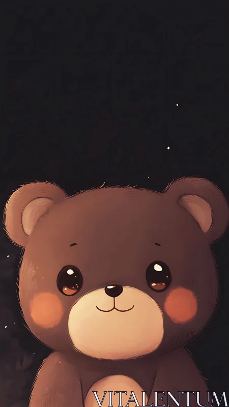 Cute brown teddy bear portrait against dark night sky