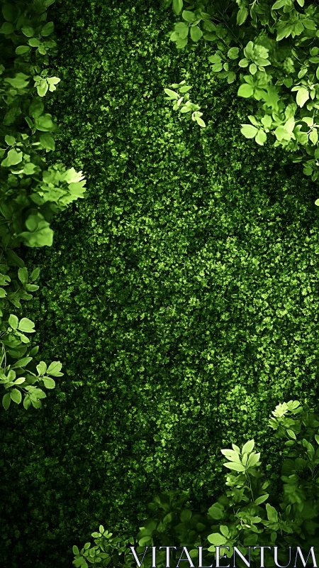 Vertical botanical frame with vivid leafy border composition.