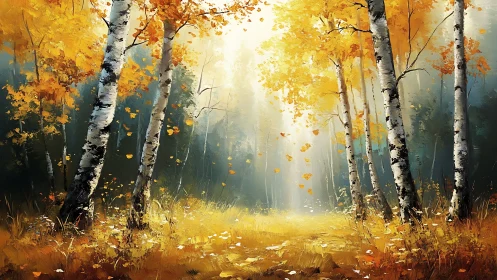 Golden Birch Cathedral: Autumn's Luminous Passage