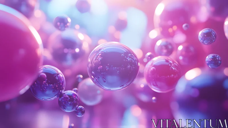 Floating Iridescent Bubbles in Dreamy Abstract Style.