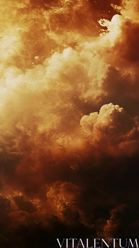 Golden Sunlit Clouds with Dramatic Sky