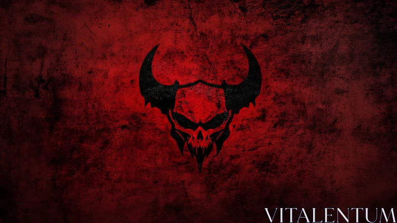 Crimson skull emblem glowing from a dark, grunge abyss.