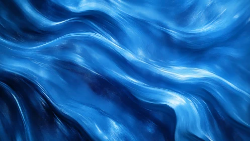 Glowing blue liquid waves flow in a tranquil abstract motion