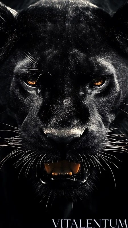 Black Panther Portrait with Amber Eyes