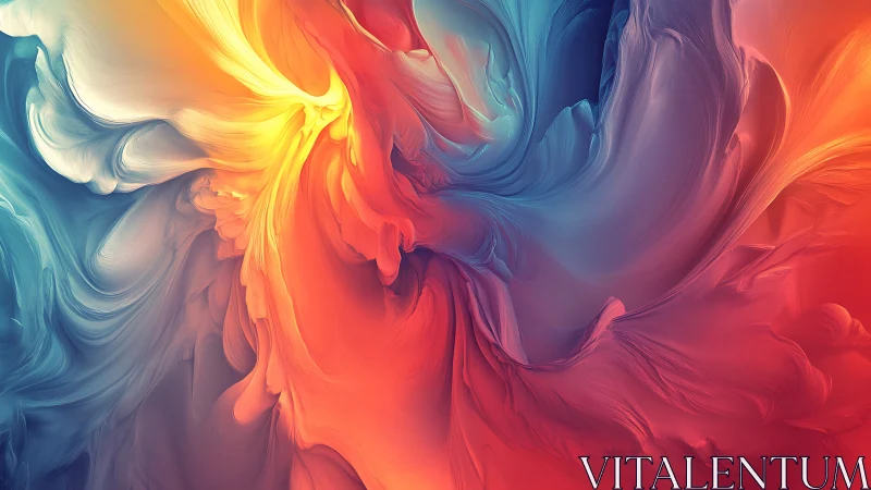 Chromatic vortex swirls in fluid digital abstraction study.