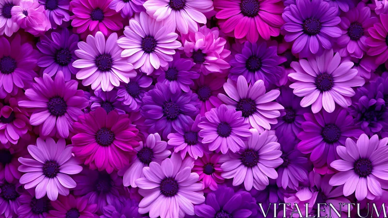 Vibrant Purple Daisy Garden Bursting With Color.