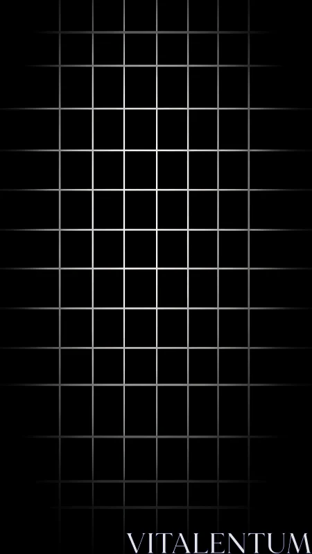 Centered metallic grid on black gradient background.