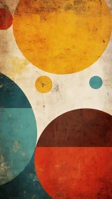 Weathered geometric circles balance bold color fields