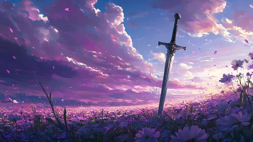 Sword of the Last Dawn in a violet whispering meadow.