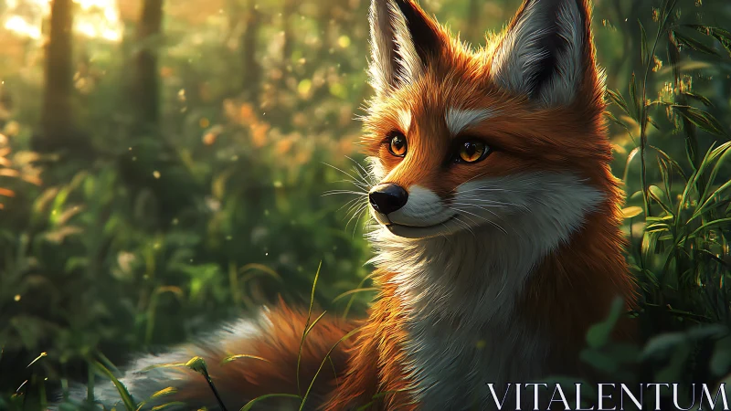 Fox rendered in soft forest light with detailed fur texture.