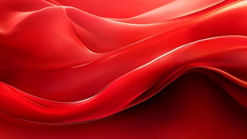 Flowing Red Silk Abstract Waves Digital Art Wallpaper.