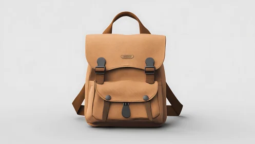 Charming Tan Leather Backpack with Vintage Character
