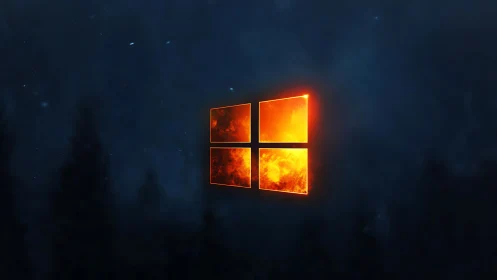 Windows Logo Ignited: Fiery Digital Emblem.