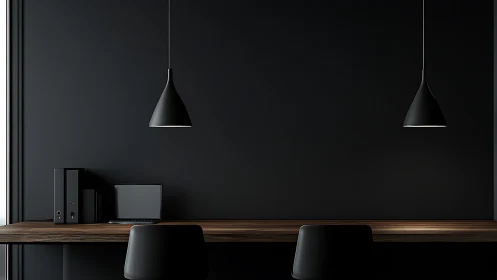 Midnight studio desk where dark minimalism quietly hums.