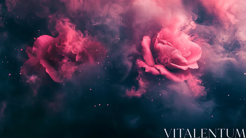 Soft rose constellations drifting through cosmic dusk.