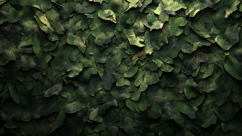 Leaf-clad whispers quietly quilt a deep emerald wall