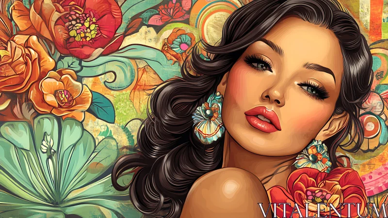 Velvet gaze in a carnival of flowers and swirling color.