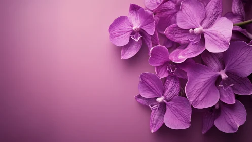Vibrant Purple Orchids Against Monochromatic Background.