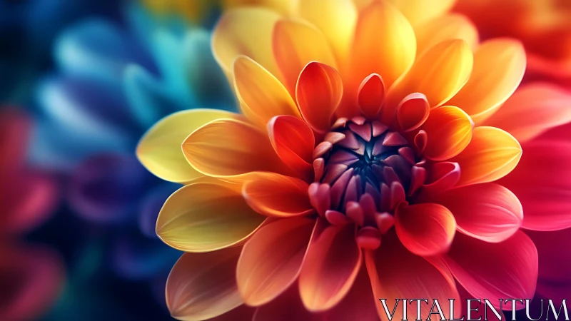 Dahlia specimen with layered petals and graduated color transitions.