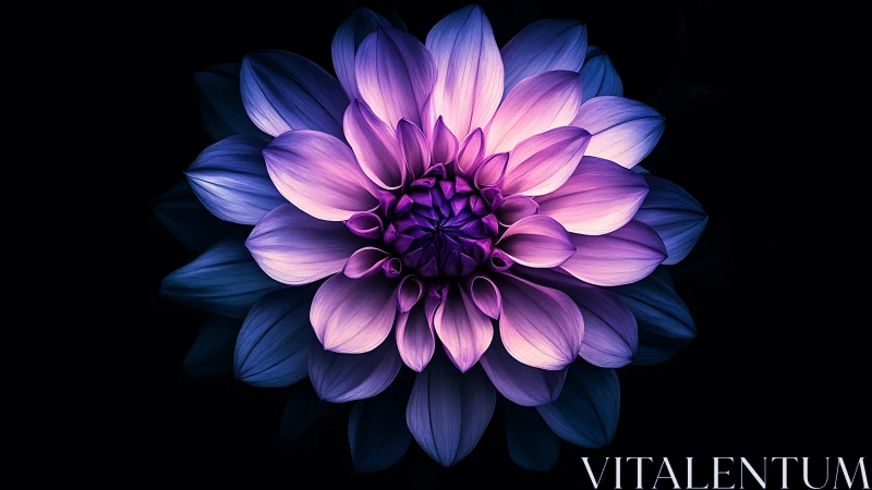 Luminous Dahlia Bloom Against Black Background