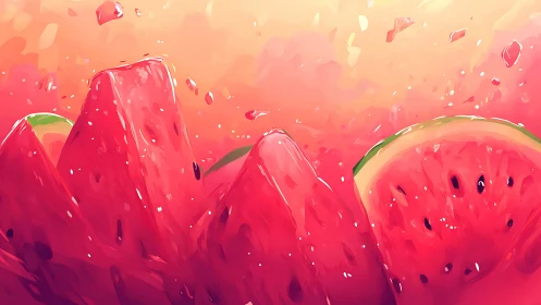 Juicy watermelon daydream in bright summer color splash.