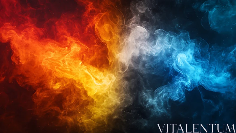 Fire and Ice Collision Gradient Abstract Composition