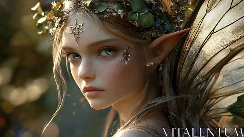 Elven forest nymph portrait rendered in luminous detail