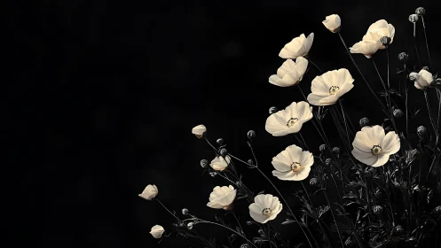 Delicate Blooms Dance Against the Void