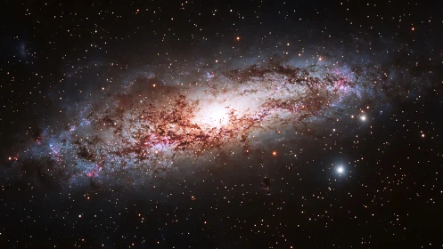 Star-swirled spiral galaxy pouring light into deep night.