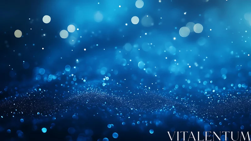 Sparkling Blue Bokeh Abstract Background with Soft Light Effects.