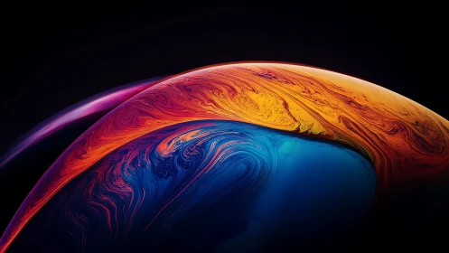 Cosmic color tides flowing over a glowing abstract world.