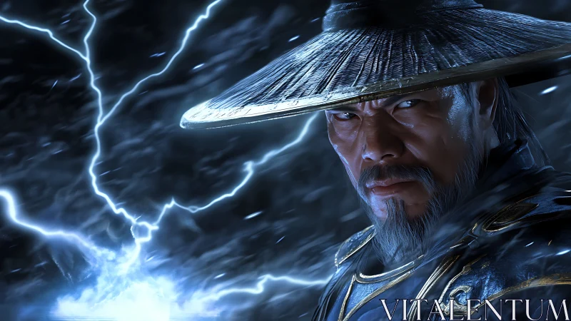 Electrified warrior rendered in high-detail volumetric lighting.