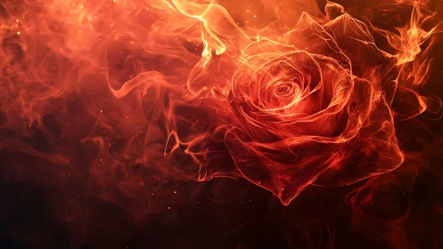 Fiery Rose Rendered in Volumetric Flame with Dynamic Turbulence Effects