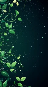 Gentle green vines curling across a dreamy night sky.