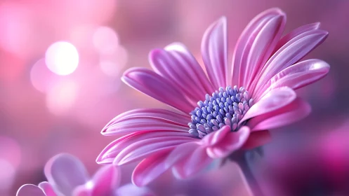 Pink Daisy Flower with Blurred Purple and Pink Background