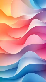 Layered gradient waves form fluid chromatic abstract landscape