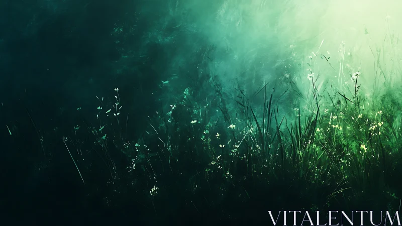 Soft dawn over secret meadow, where quiet light lingers.