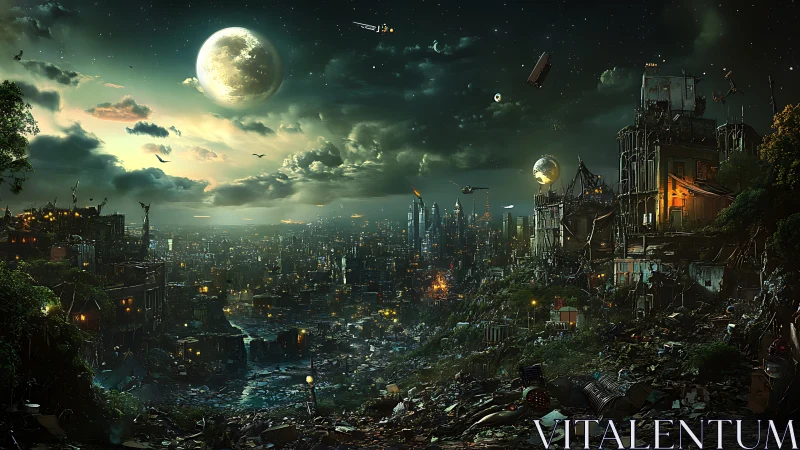 Moonlit ruin metropolis dreaming of forgotten skylines.