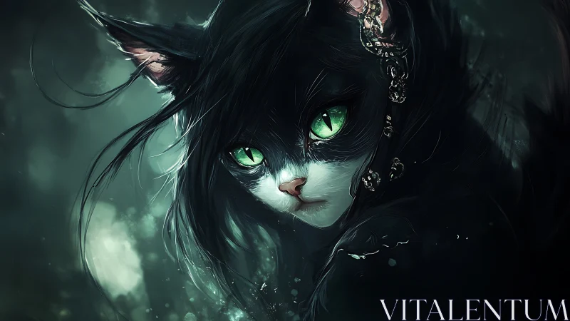 Enchanting Cat Girl with Luminous Green Eyes.