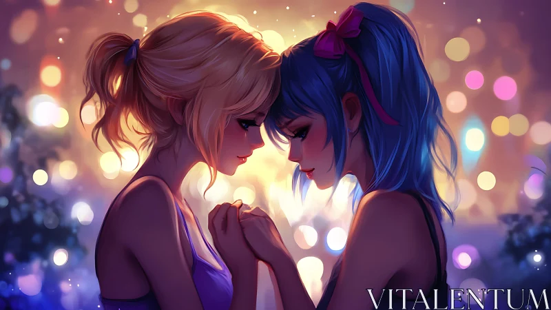 Softly glowing moment shows two girls sharing quiet support