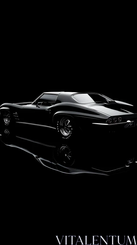 Midnight muscle car prowls through polished shadow light