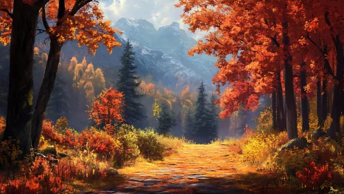 Golden Autumn Forest Path Adventure.
