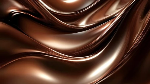 Abstract flowing chocolate waves in glossy digital art style.