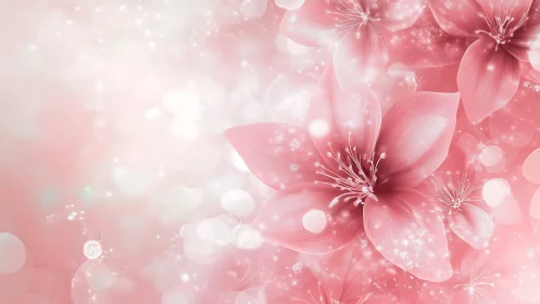 Luminous floral composition rendered with gradient soft focus bokeh and particle effects.