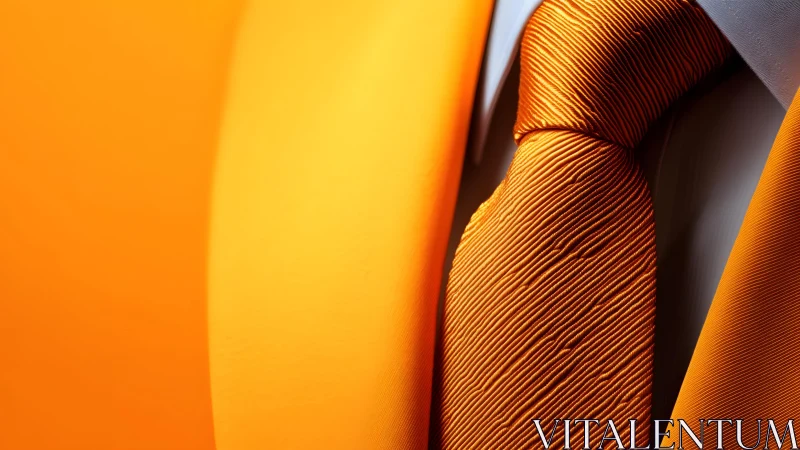 Close-up of Bright Orange Suit and Tie in Modern Minimalist Style.